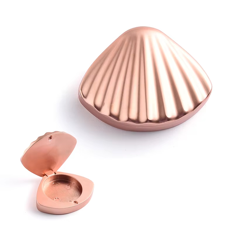 Shell Shape Design Rose Gold Metal Zinc Alloy Solid Balm Box